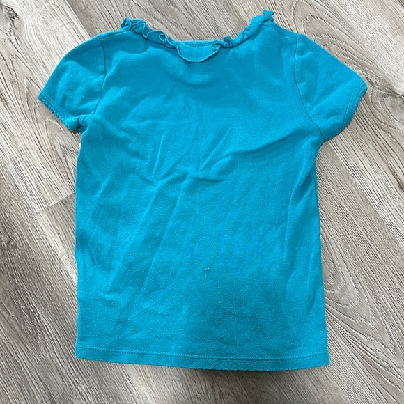 Mini Boden Turquoise Ruffle Neck Tee - Picture 4 of 4